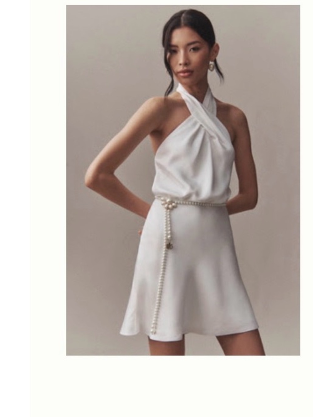BHLDN White Satin Halter Mini Dress